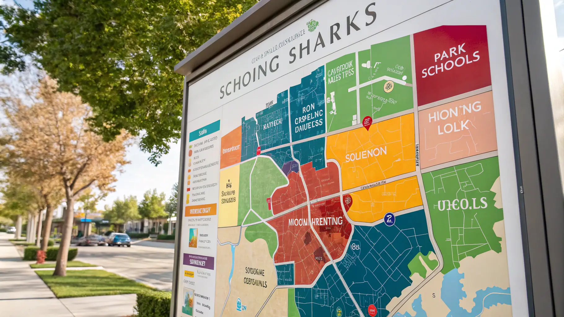 A map showing the location of the apartments in a vibrant neighborhood with parks and amenities nearby.